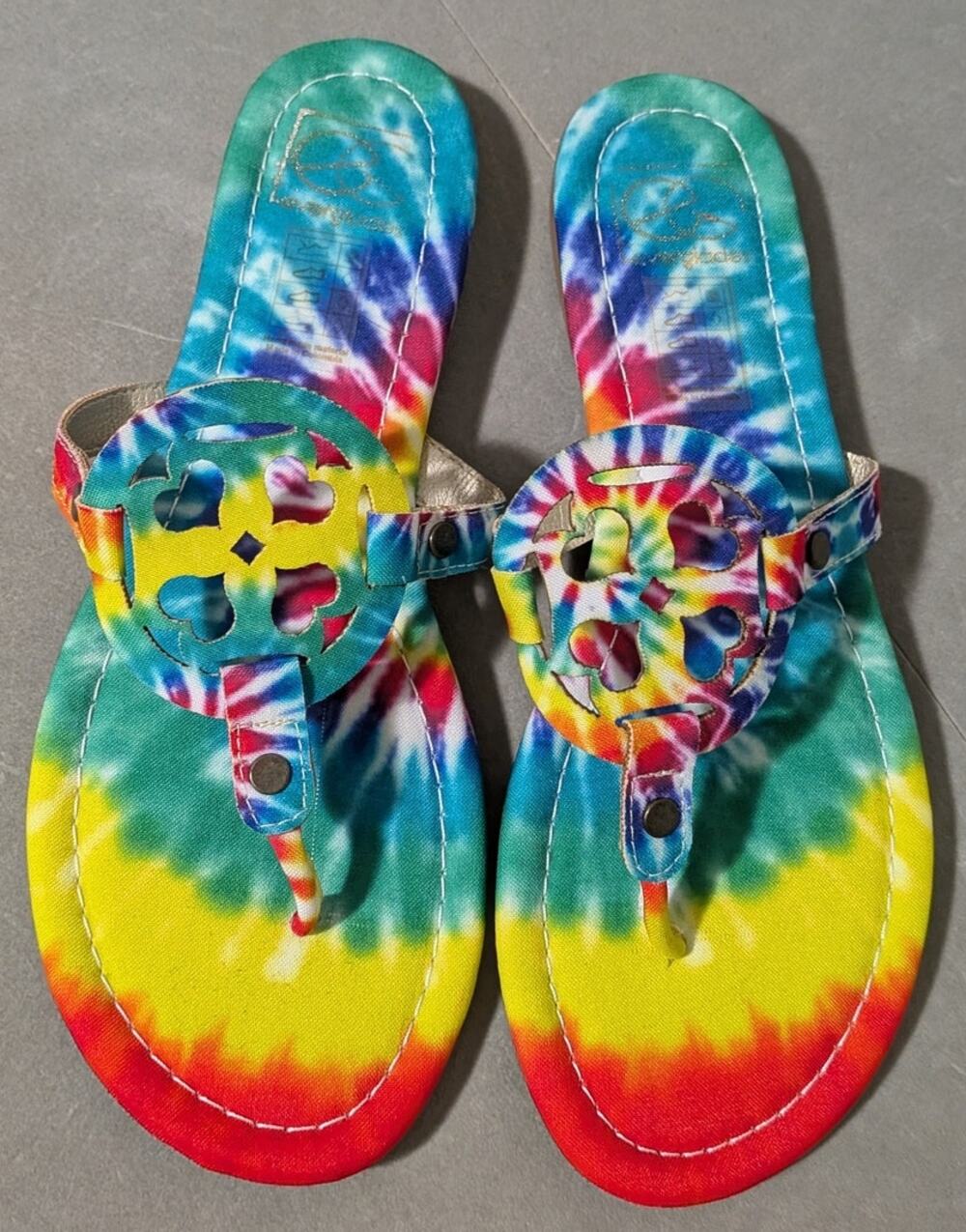 Everglades Tie Dye Medallion Thong Sandals Multicolor Rainbow Women's Size 9